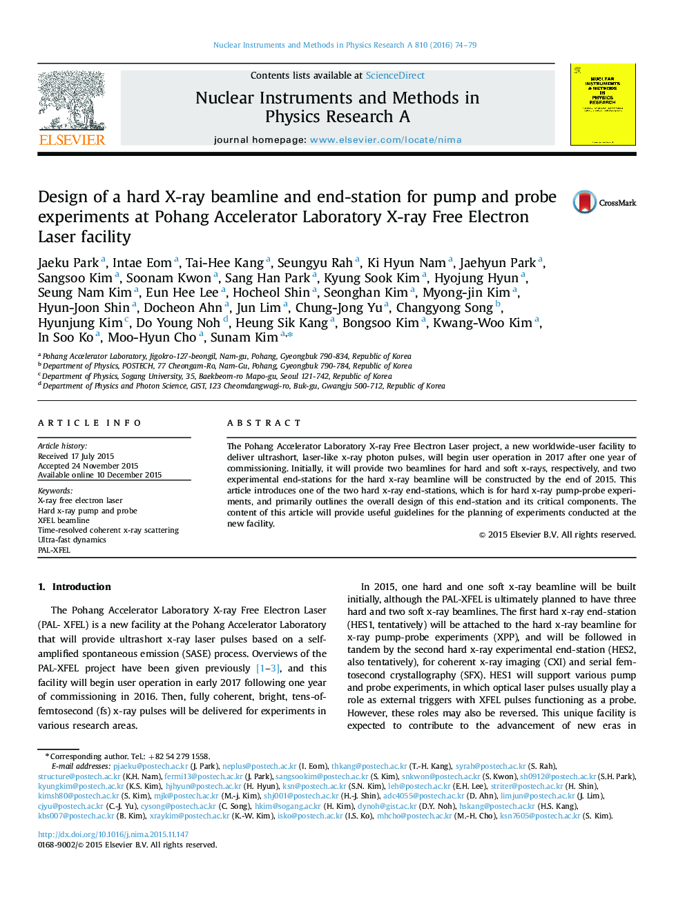 Design of a hard X-ray beamline and end-station for pump and probe experiments at Pohang Accelerator Laboratory X-ray Free Electron Laser facility