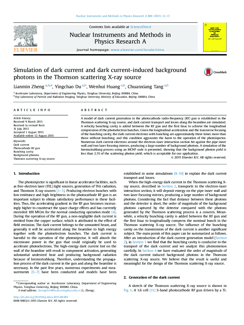 Simulation of dark current and dark current-induced background photons in the Thomson scattering X-ray source