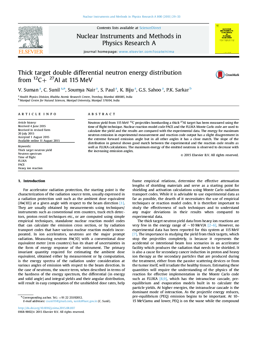 Thick target double differential neutron energy distribution from 12C+ 27Al at 115 MeV