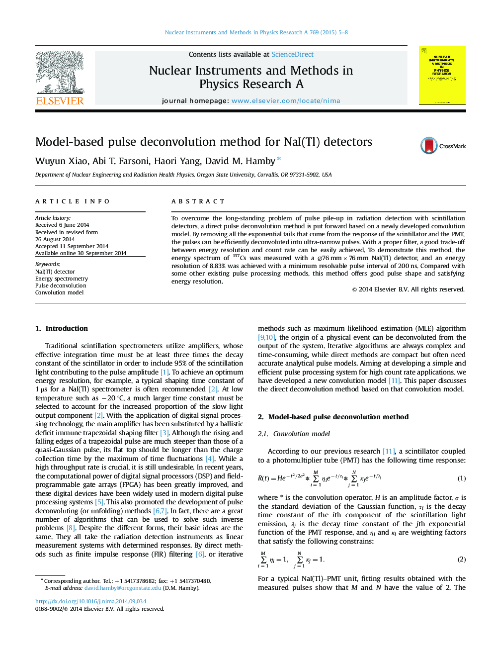 Model-based pulse deconvolution method for NaI(Tl) detectors