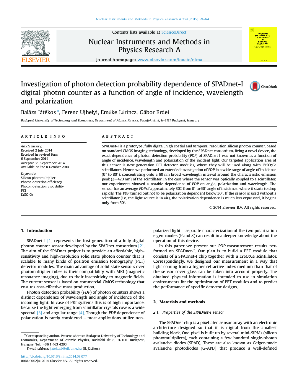 Investigation of photon detection probability dependence of SPADnet-I digital photon counter as a function of angle of incidence, wavelength and polarization