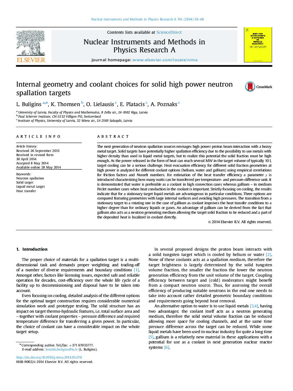 Internal geometry and coolant choices for solid high power neutron spallation targets