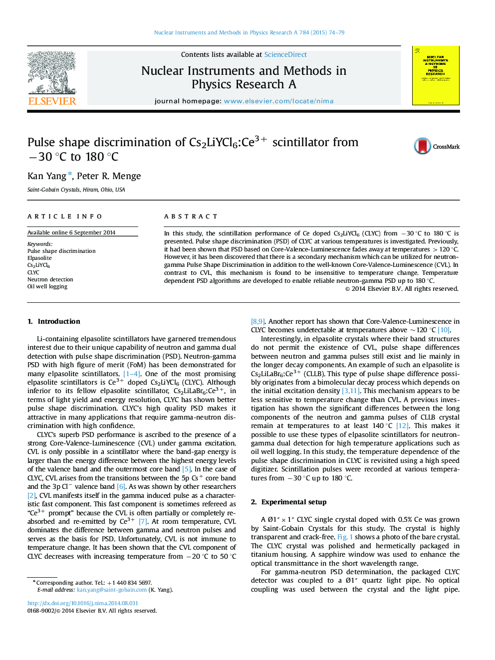 Pulse shape discrimination of Cs2LiYCl6:Ce3+ scintillator from −30 °C to 180 °C