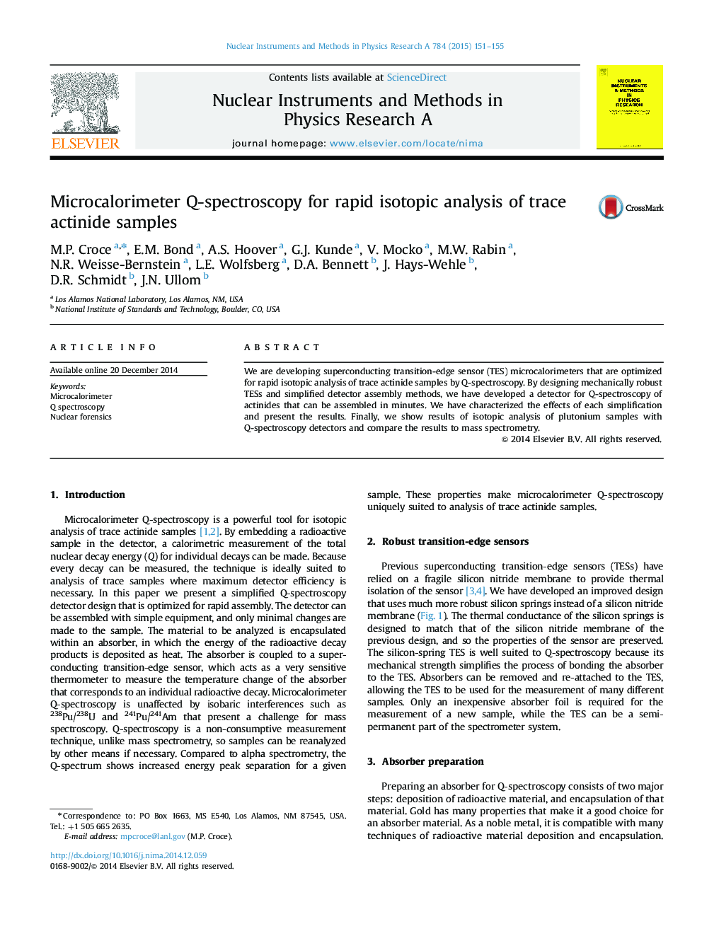 Microcalorimeter Q-spectroscopy for rapid isotopic analysis of trace actinide samples