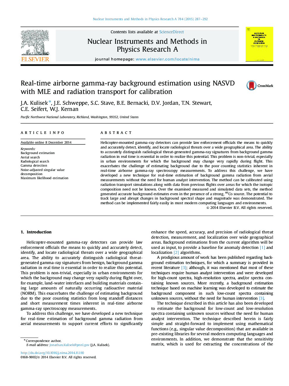 Real-time airborne gamma-ray background estimation using NASVD with MLE and radiation transport for calibration