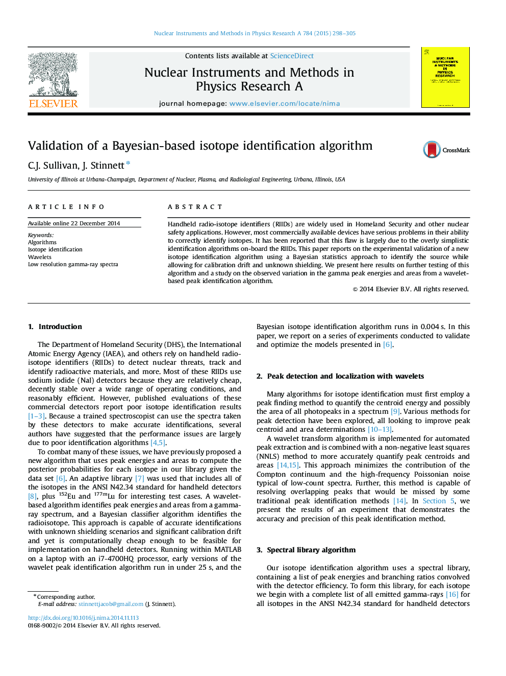 Validation of a Bayesian-based isotope identification algorithm