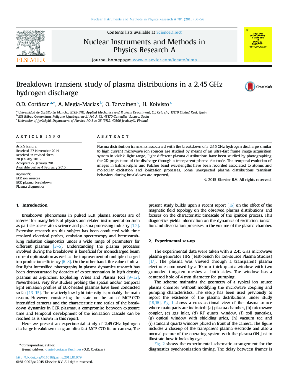 Breakdown transient study of plasma distributions in a 2.45Â GHz hydrogen discharge