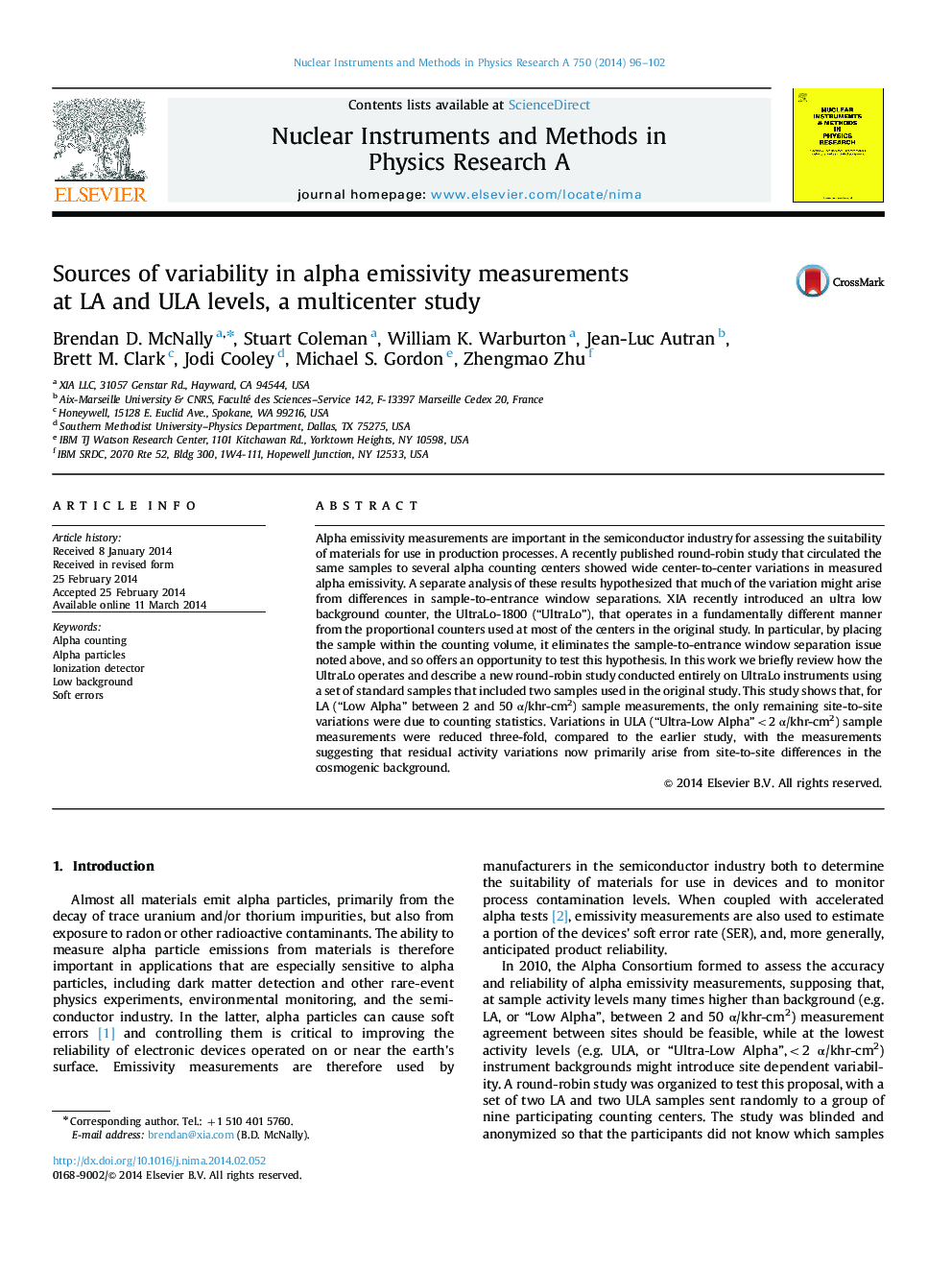 Sources of variability in alpha emissivity measurements at LA and ULA levels, a multicenter study