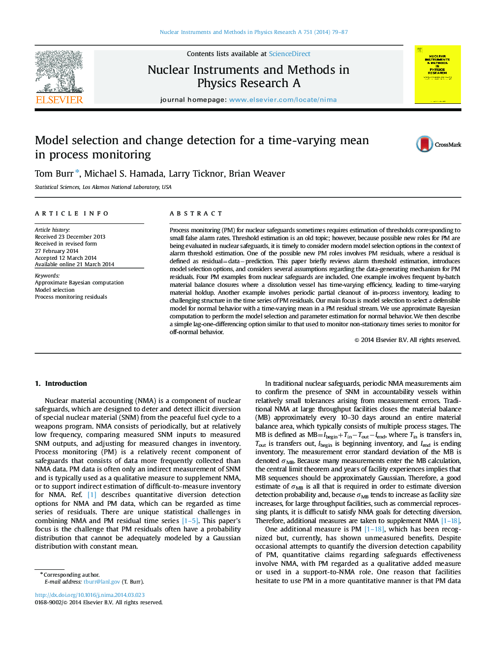 Model selection and change detection for a time-varying mean in process monitoring