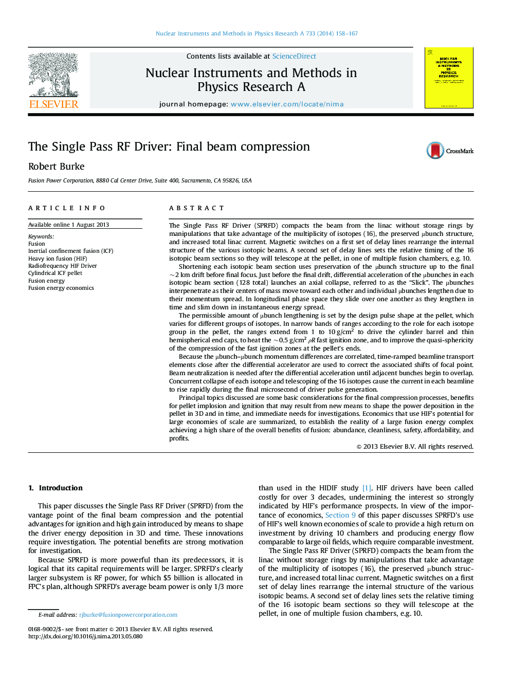 The Single Pass RF Driver: Final beam compression