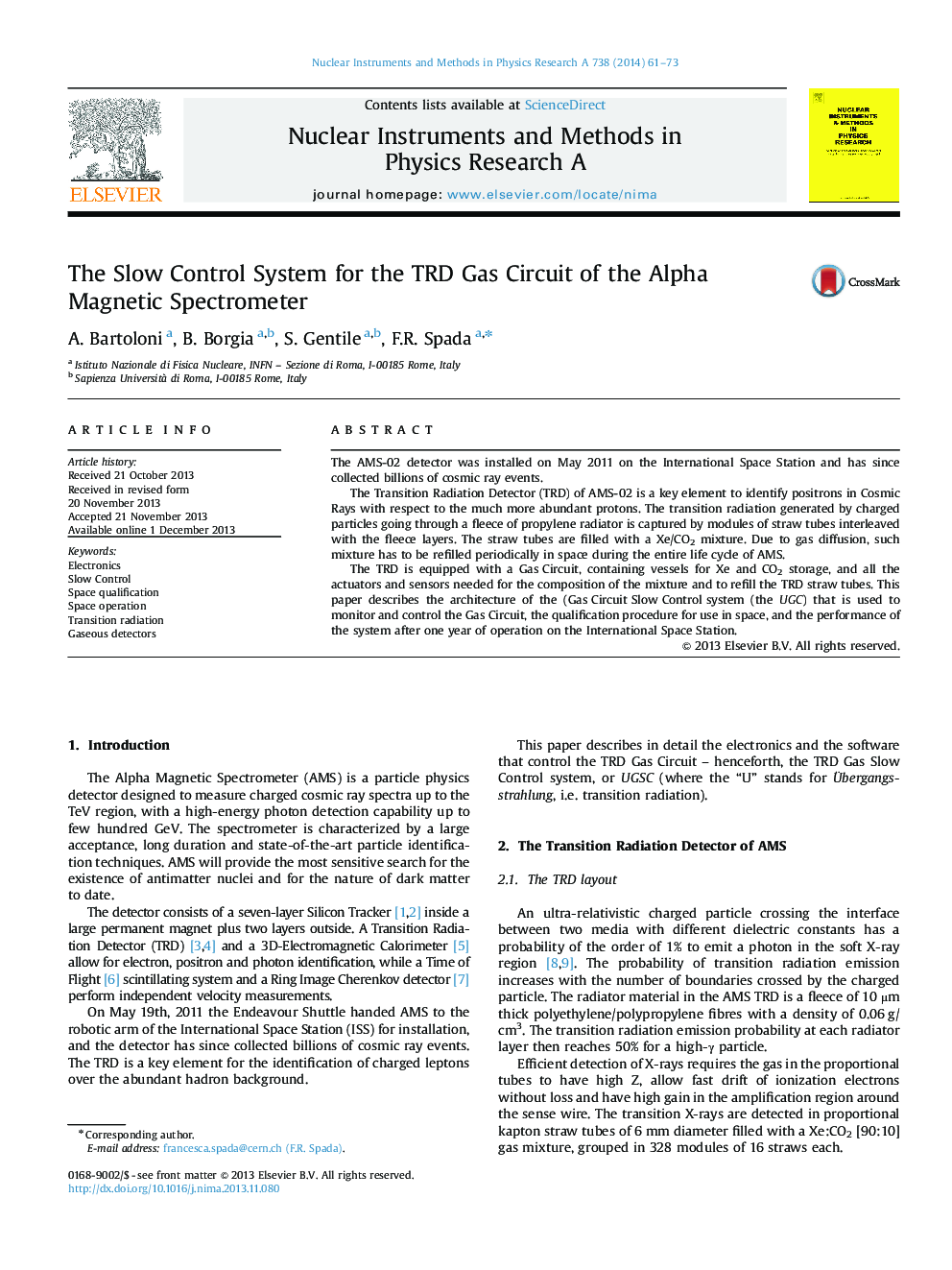 The SlowControl System for the TRD Gas Circuit of the Alpha Magnetic Spectrometer