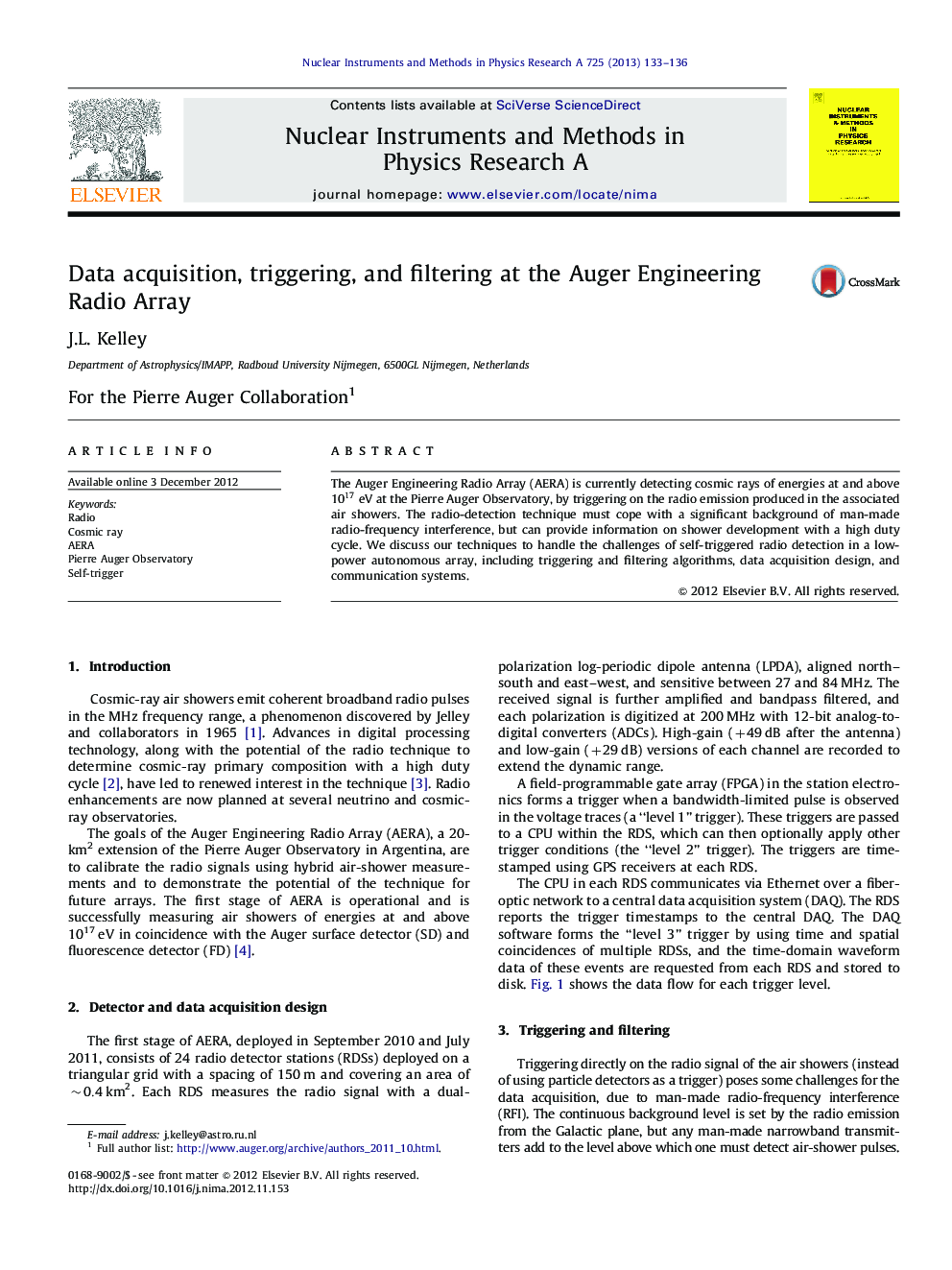 Data acquisition, triggering, and filtering at the Auger Engineering Radio Array