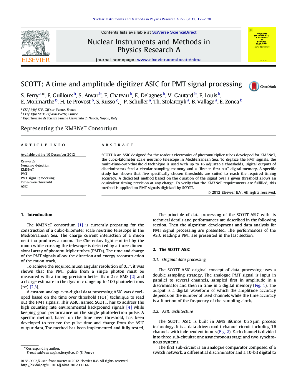 SCOTT: A time and amplitude digitizer ASIC for PMT signal processing