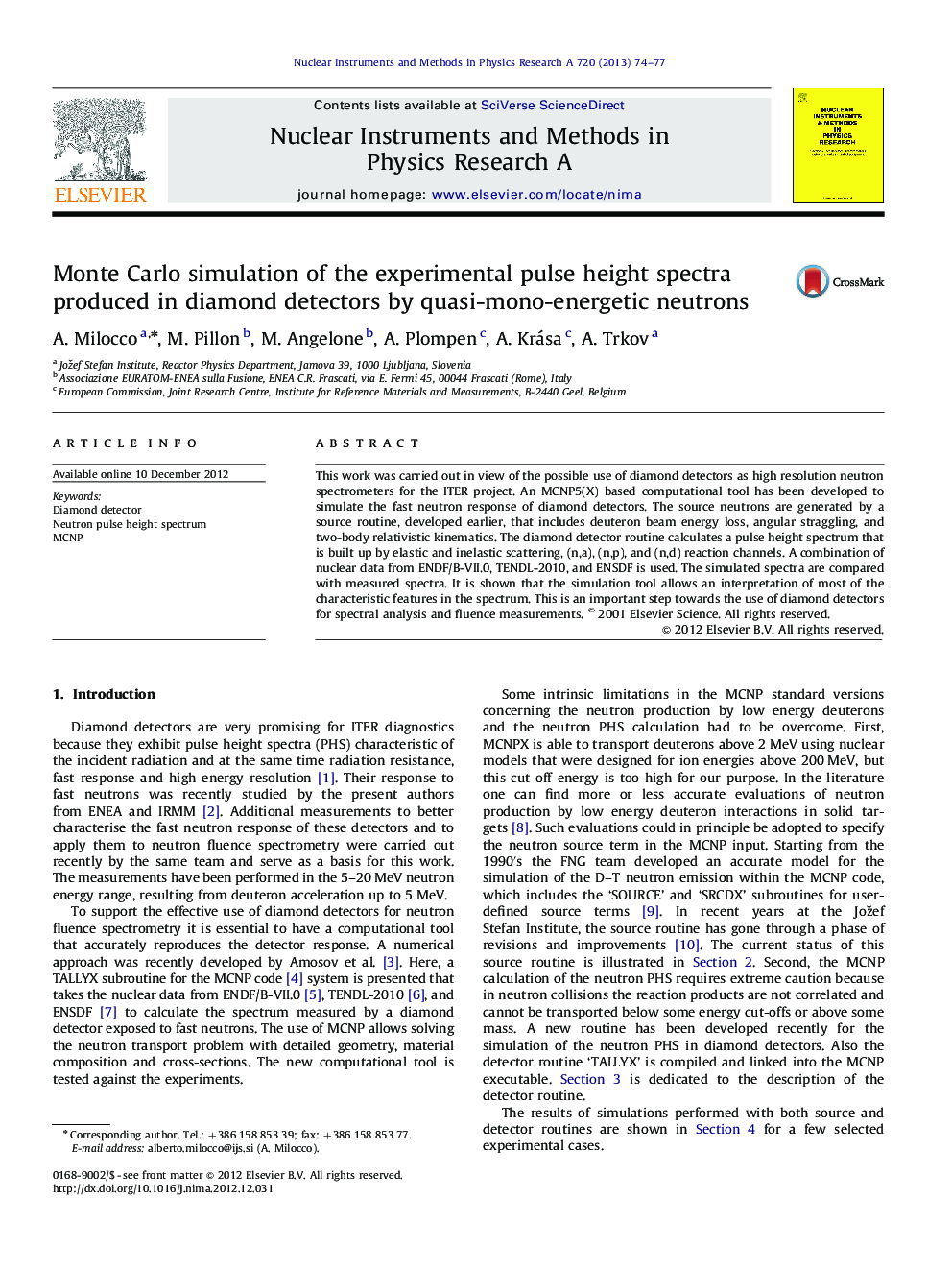 Monte Carlo simulation of the experimental pulse height spectra produced in diamond detectors by quasi-mono-energetic neutrons