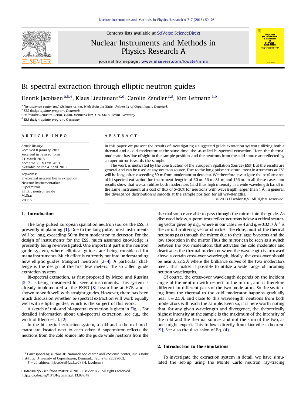 Bi-spectral extraction through elliptic neutron guides