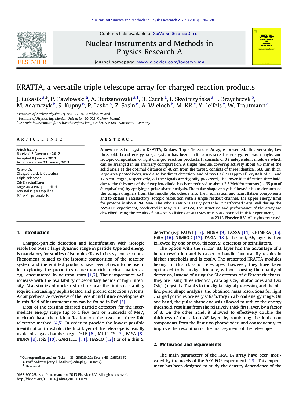 KRATTA, a versatile triple telescope array for charged reaction products