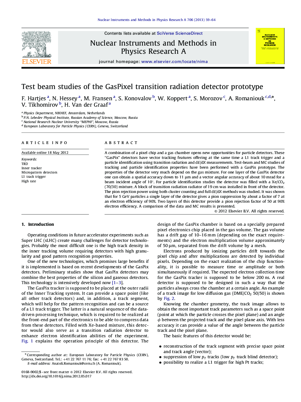 Test beam studies of the GasPixel transition radiation detectorprototype