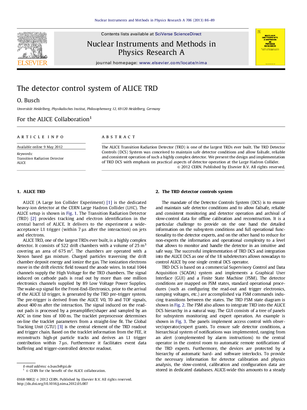 The detector control system of ALICETRD