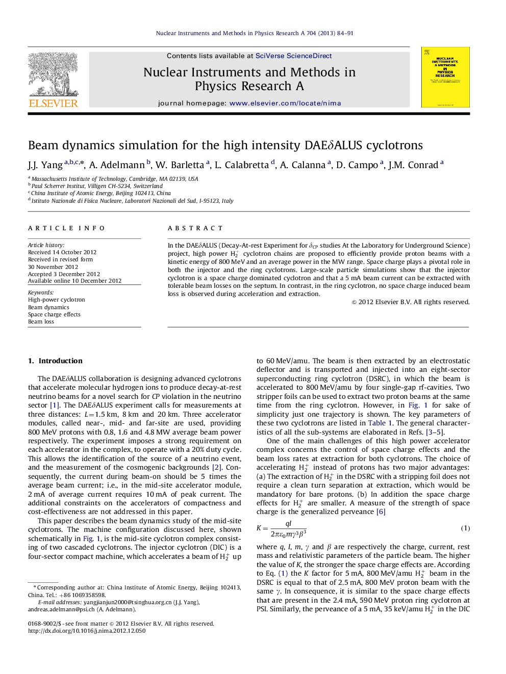 Beam dynamics simulation for the high intensity DAEδALUSDAEδALUS cyclotrons