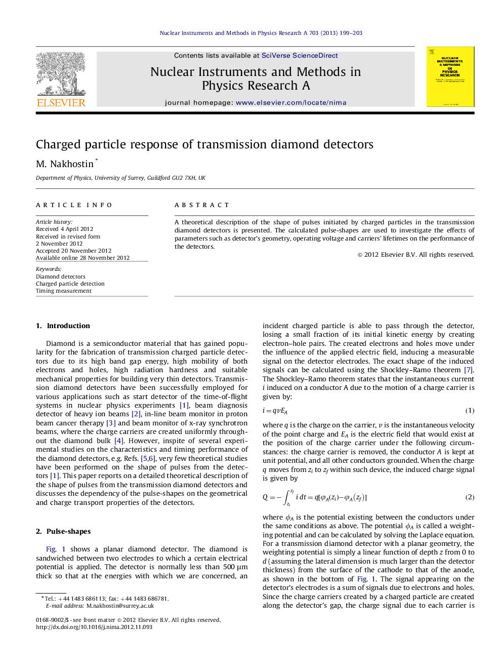 Charged particle response of transmission diamond detectors