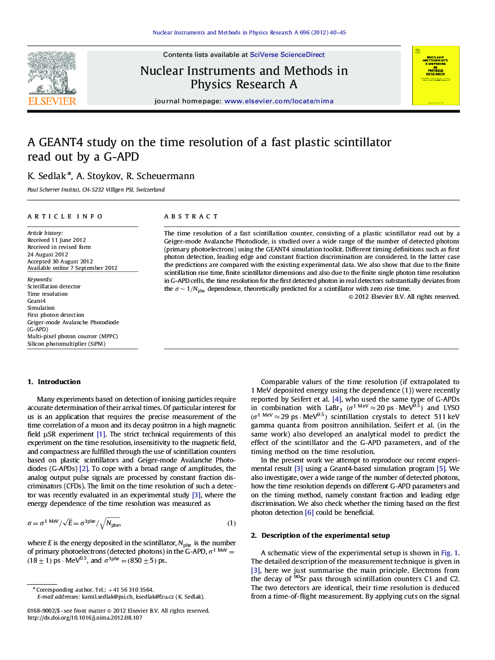 A GEANT4 study on the time resolution of a fast plastic scintillator read out by a G-APD