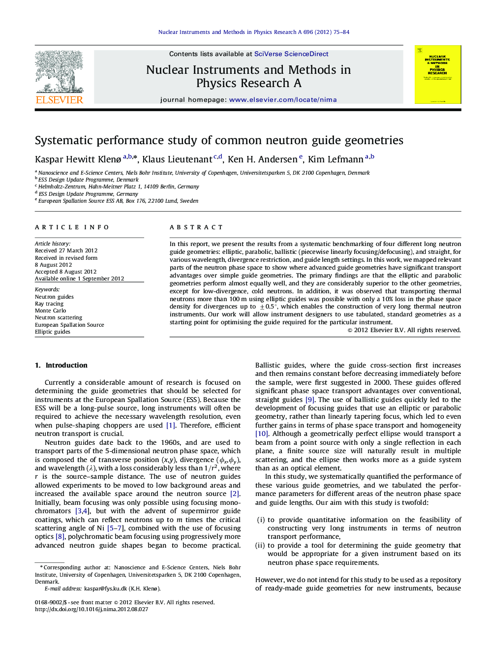 Systematic performance study of common neutron guide geometries