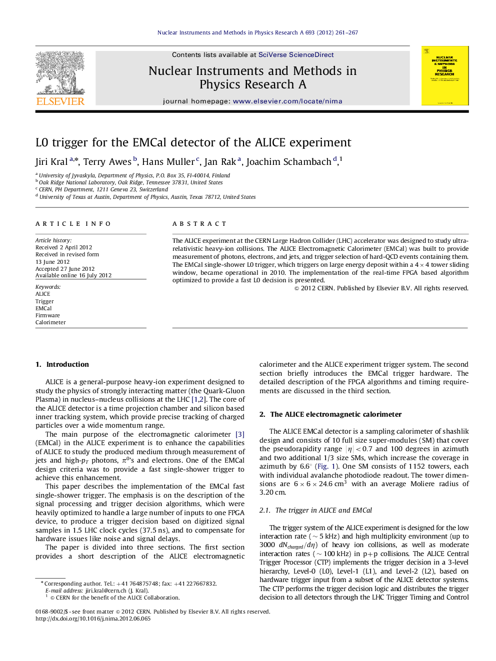 L0 trigger for the EMCal detector of the ALICE experiment