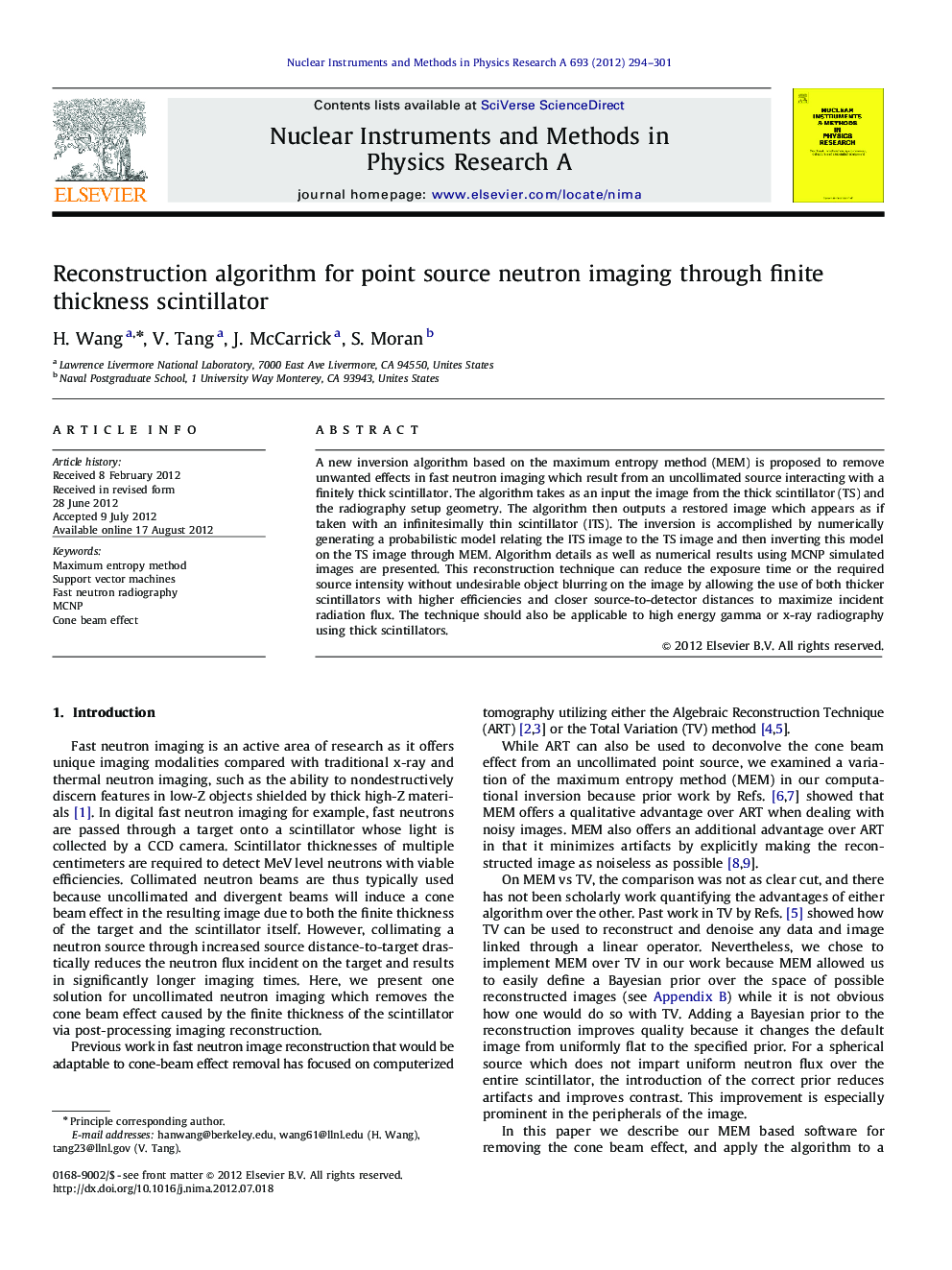 Reconstruction algorithm for point source neutron imaging through finite thickness scintillator