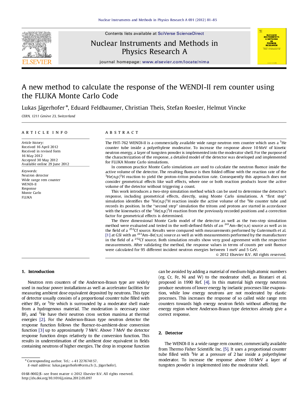 A new method to calculate the response of the WENDI-II rem counter using the FLUKA Monte Carlo Code