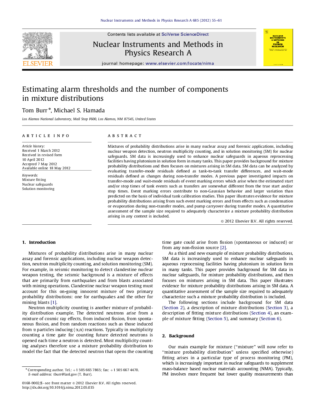 Estimating alarm thresholds and the number of components in mixture distributions