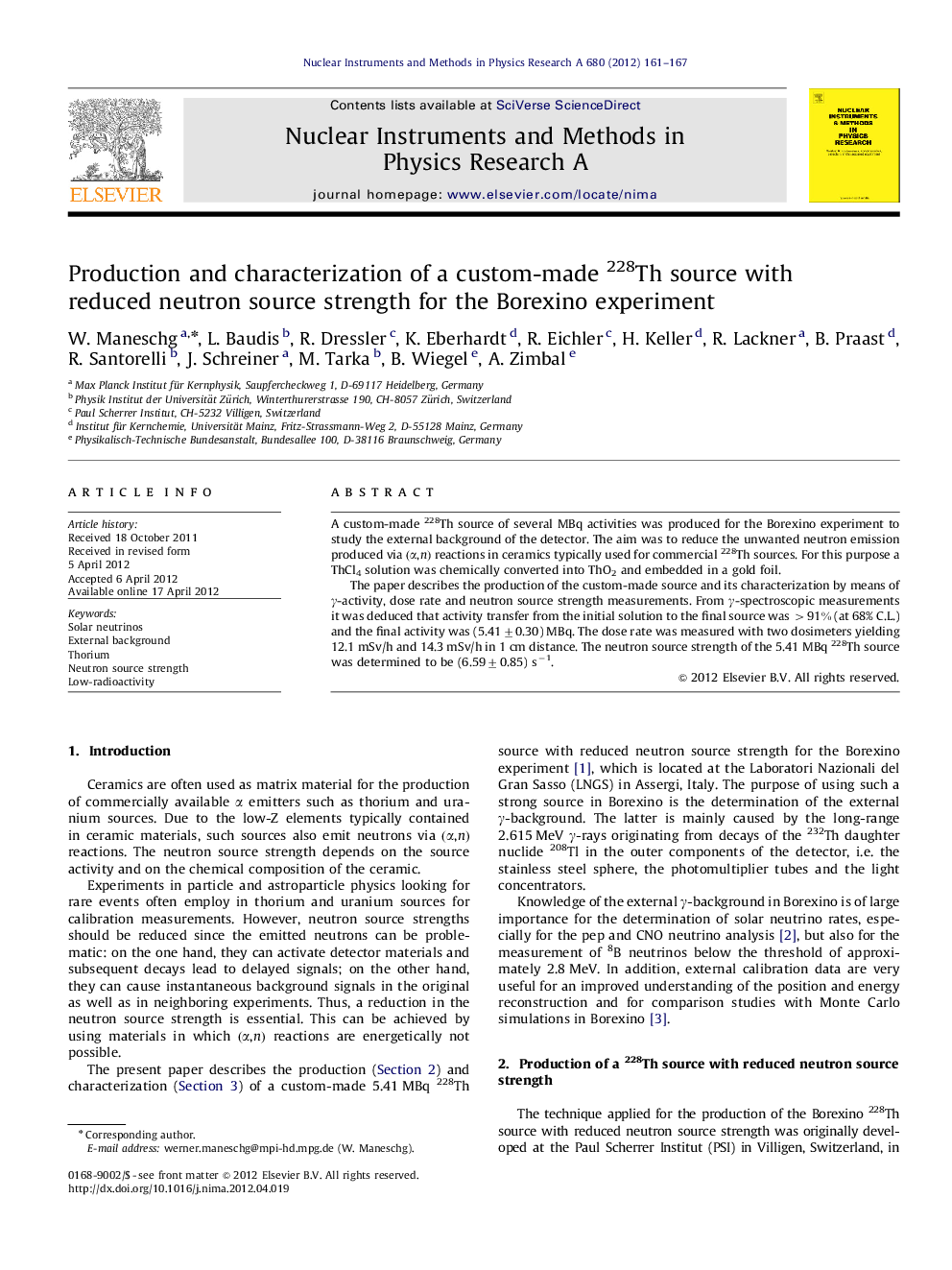 Production and characterization of a custom-made 228Th source with reduced neutron source strength for the Borexino experiment