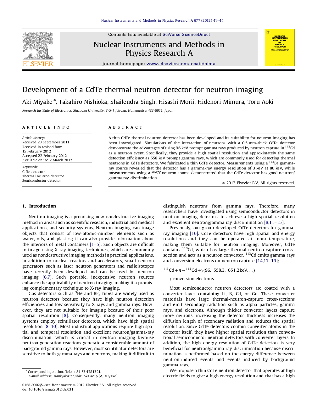 Development of a CdTe thermal neutron detector for neutron imaging