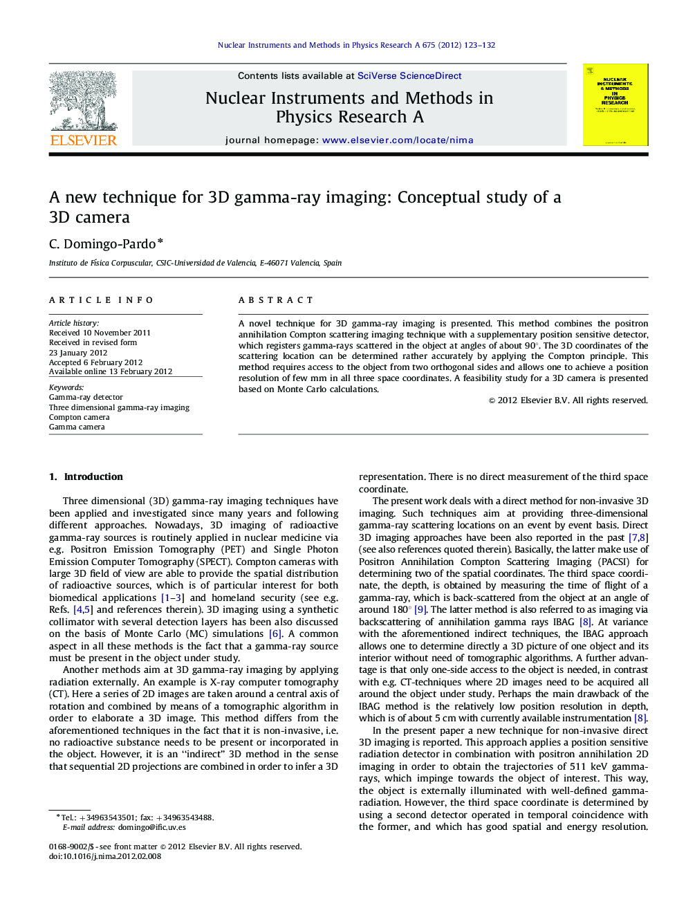 A new technique for 3D gamma-ray imaging: Conceptual study of a 3D camera