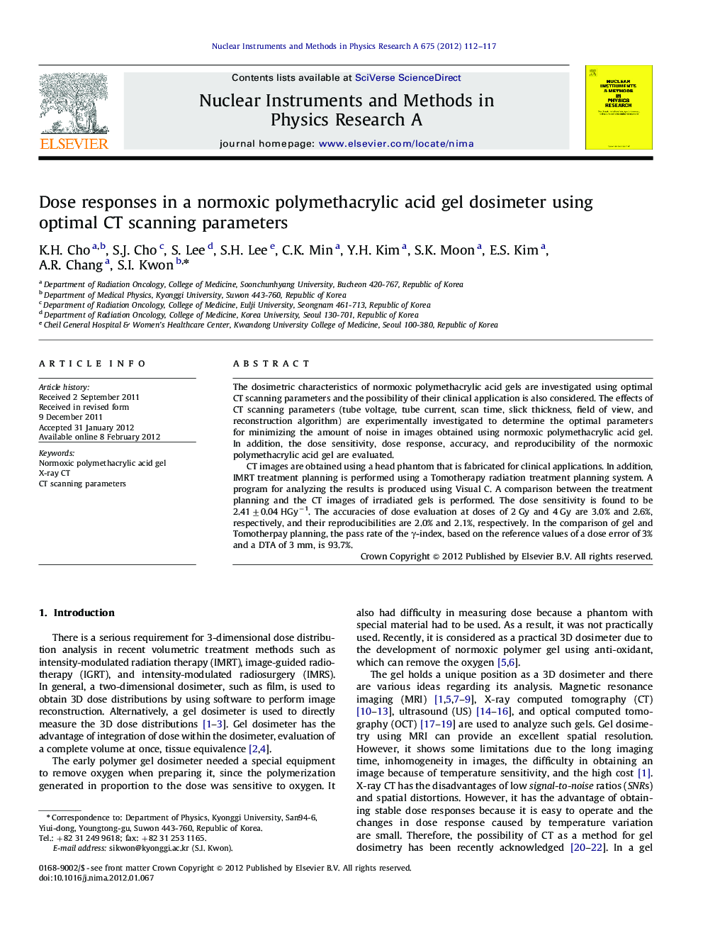 Dose responses in a normoxic polymethacrylic acid gel dosimeter using optimal CT scanning parameters