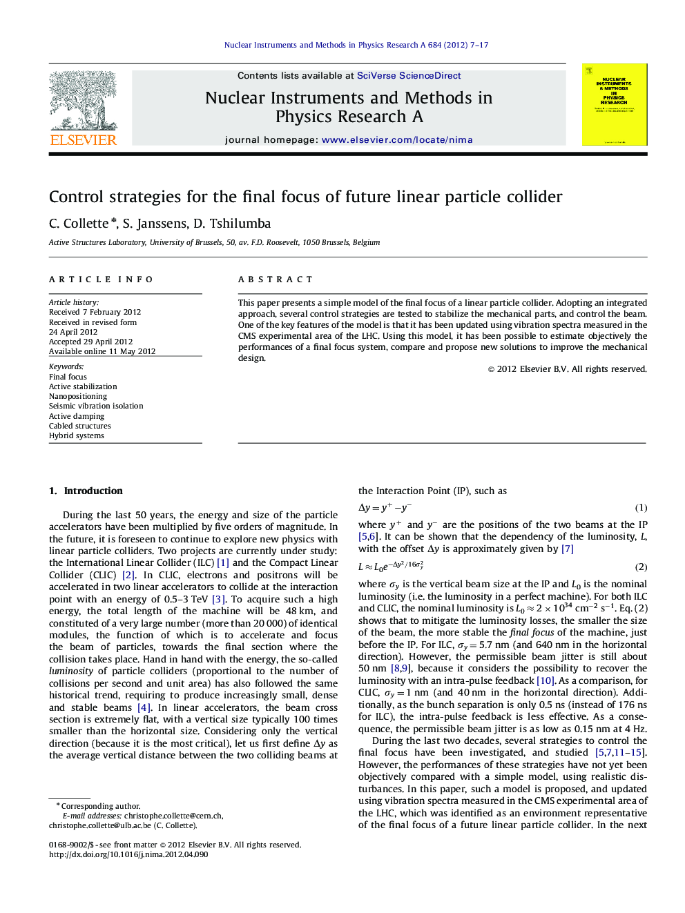 Control strategies for the final focus of future linear particle collider