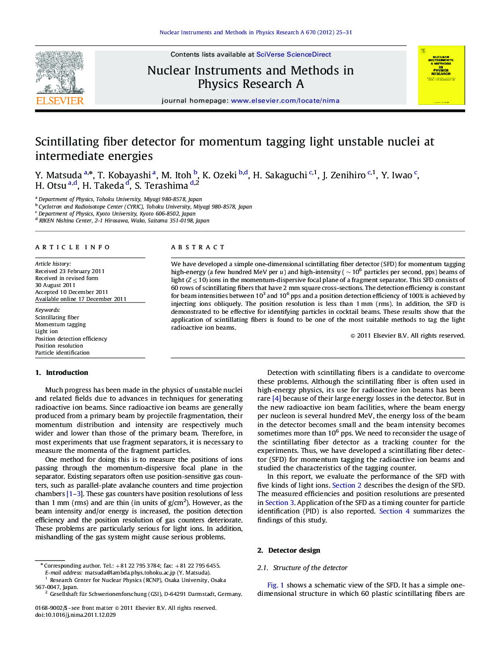 Scintillating fiber detector for momentum tagging light unstable nuclei at intermediate energies