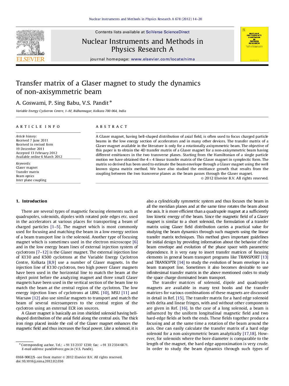 Transfer matrix of a Glaser magnet to study the dynamics of non-axisymmetric beam