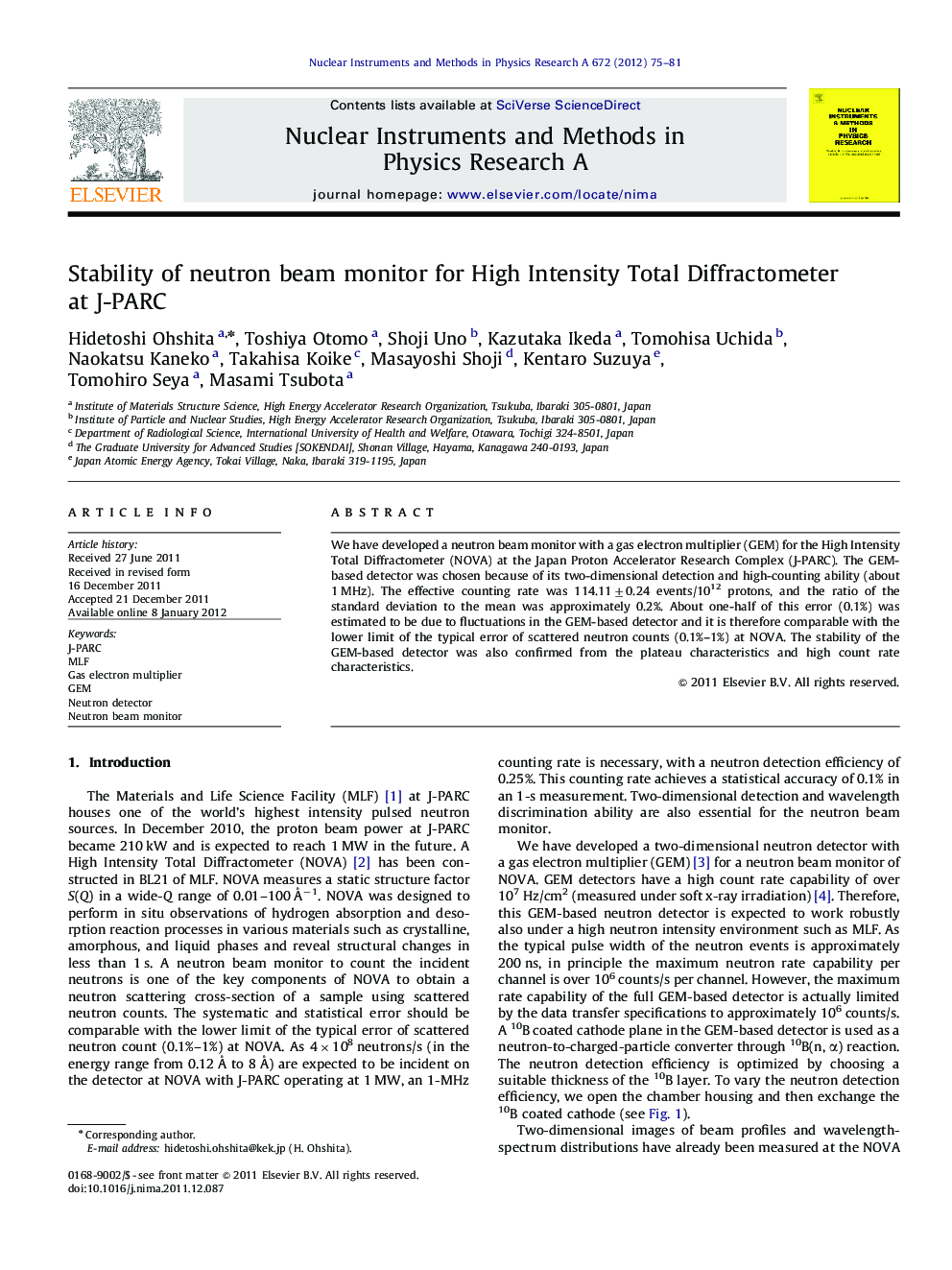 Stability of neutron beam monitor for High Intensity Total Diffractometer at J-PARC