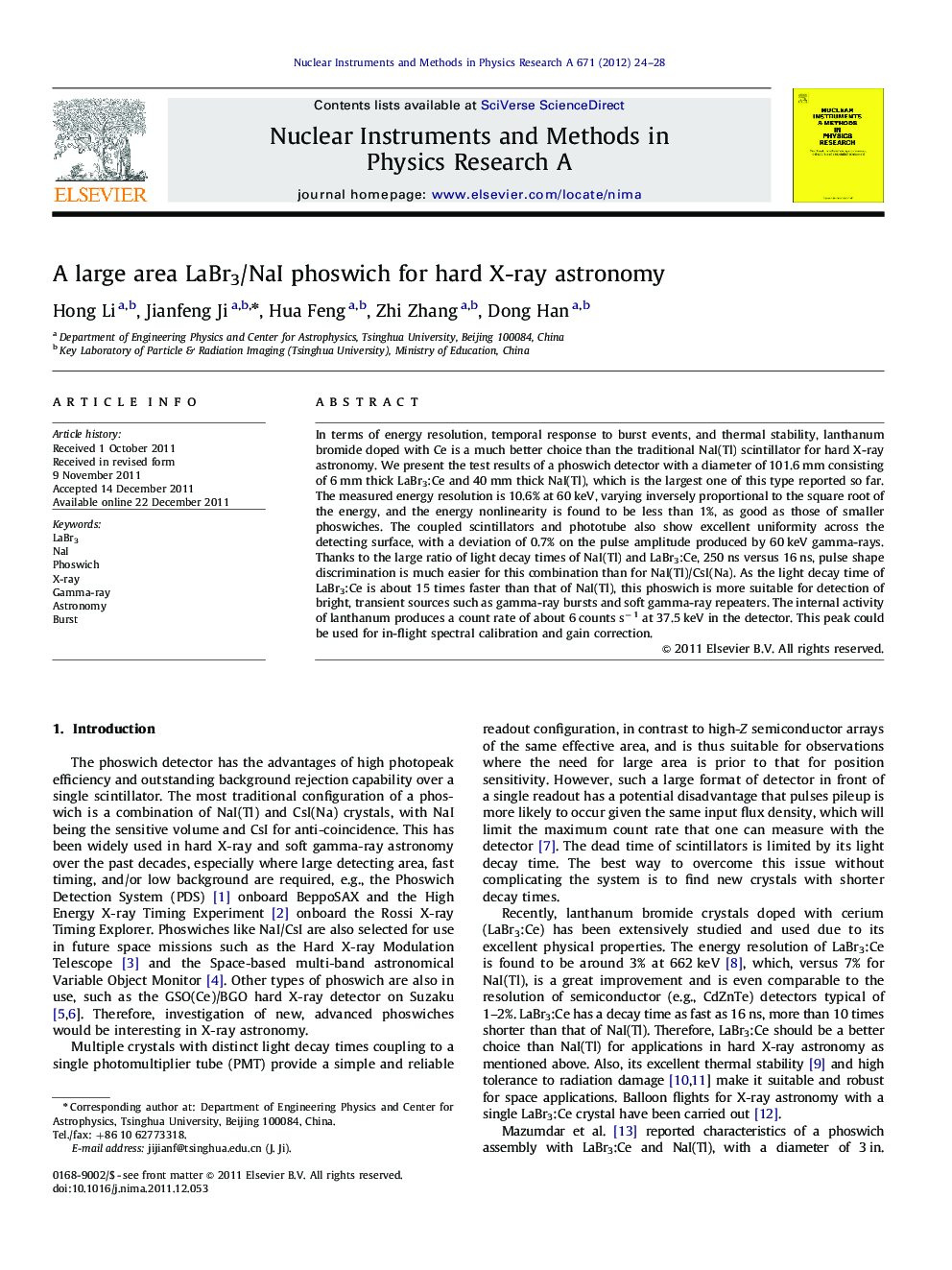 A large area LaBr3/NaI phoswich for hard X-ray astronomy