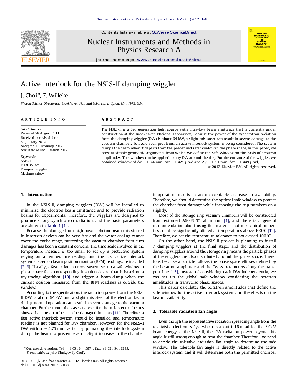 Active interlock for the NSLS-II damping wiggler