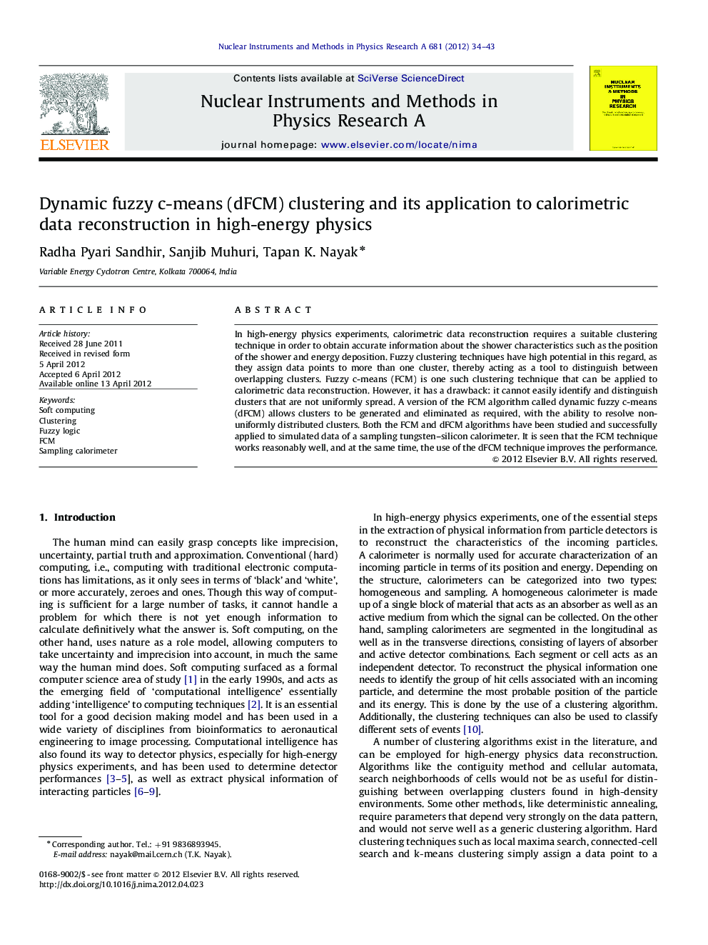 Dynamic fuzzy c-means (dFCM) clustering and its application to calorimetric data reconstruction in high-energy physics