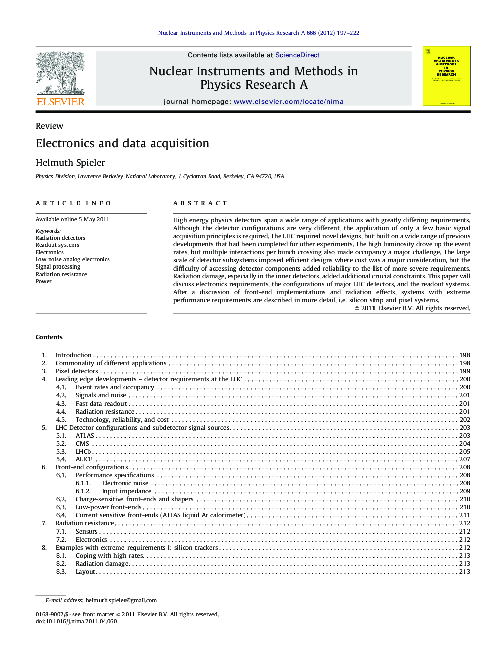 Electronics and data acquisition