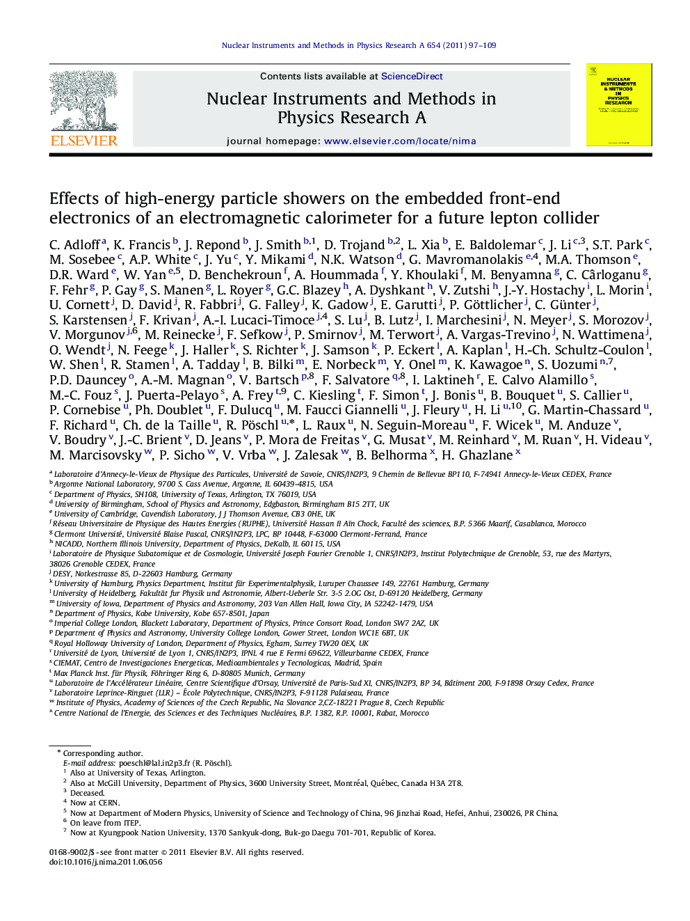 Effects of high-energy particle showers on the embedded front-end electronics of an electromagnetic calorimeter for a future lepton collider