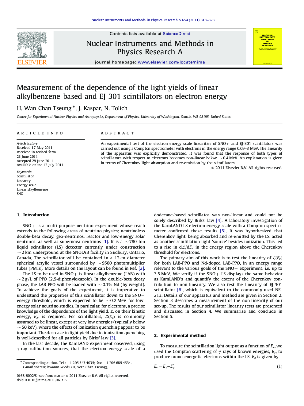 Measurement of the dependence of the light yields of linear alkylbenzene-based and EJ-301 scintillators on electron energy