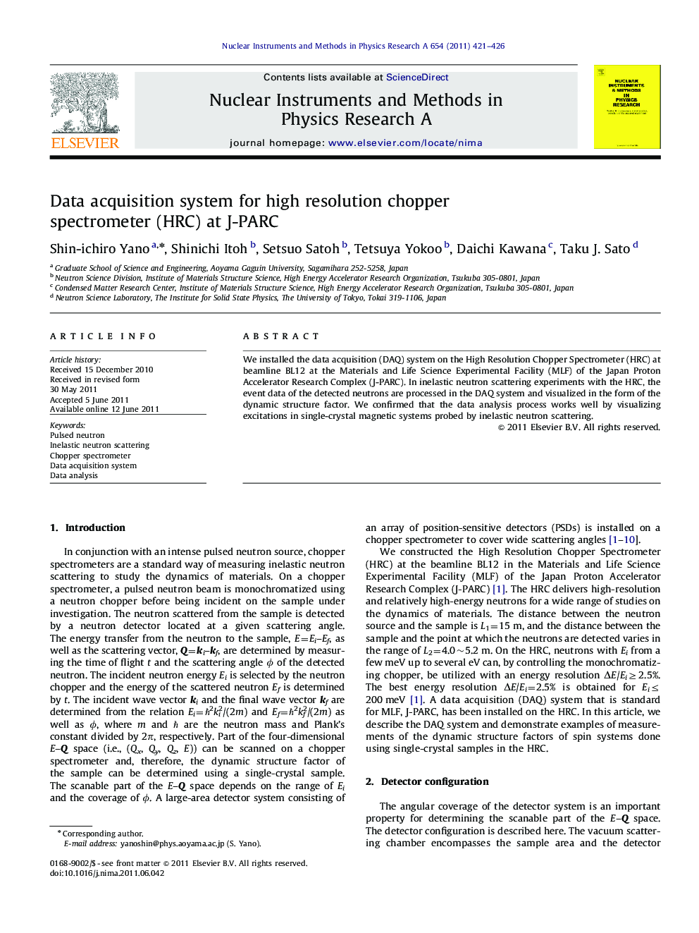 Data acquisition system for high resolution chopper spectrometer (HRC) at J-PARC