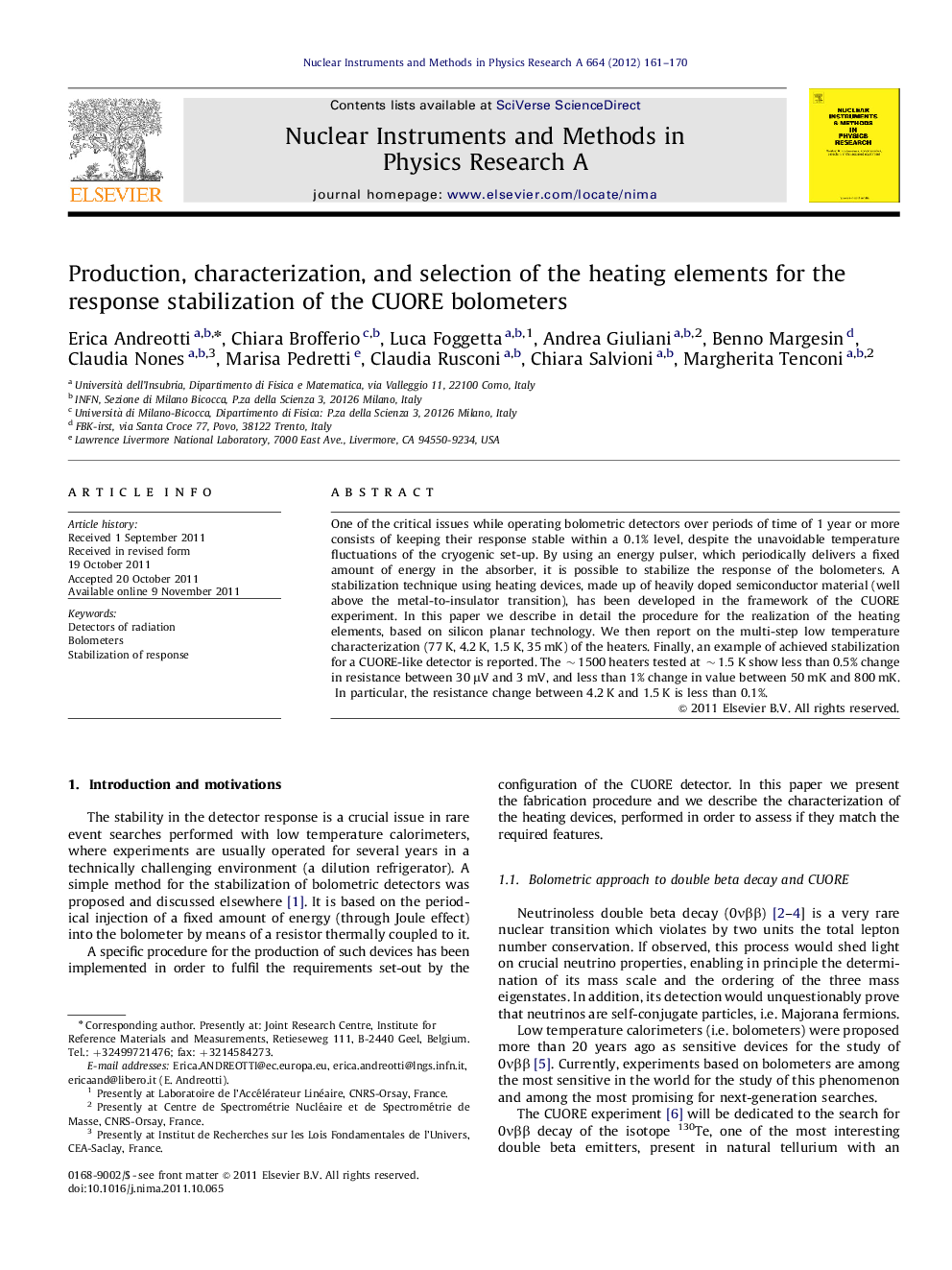 Production, characterization, and selection of the heating elements for the response stabilization of the CUORE bolometers