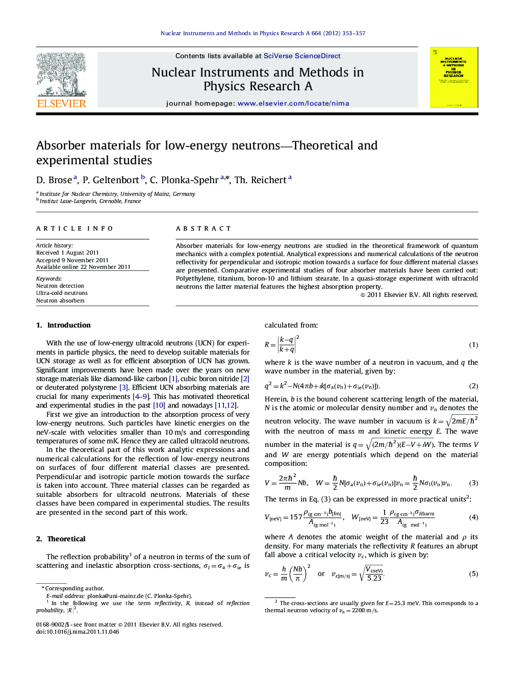 Absorber materials for low-energy neutrons—Theoretical and experimental studies