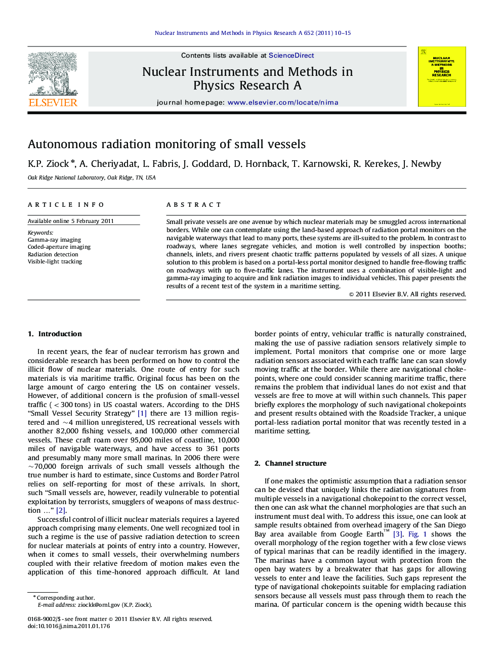 Autonomous radiation monitoring of small vessels