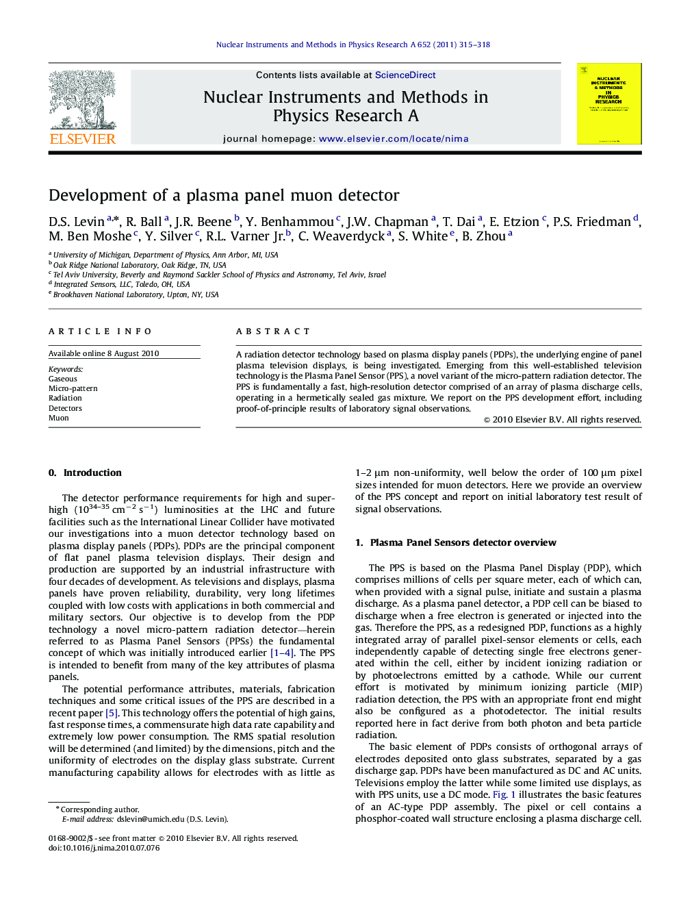 Development of a plasma panel muon detector