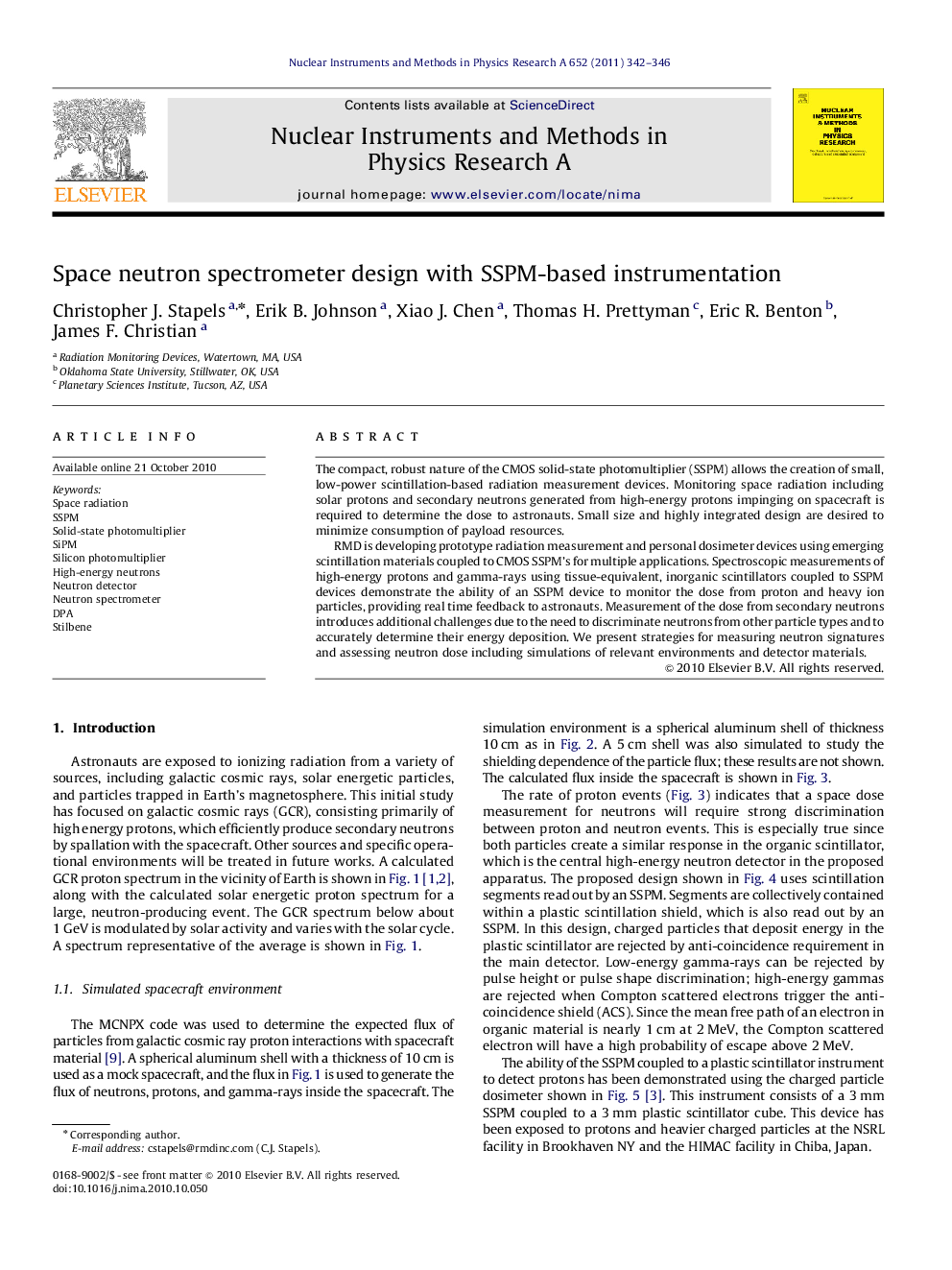 Space neutron spectrometer design with SSPM-based instrumentation